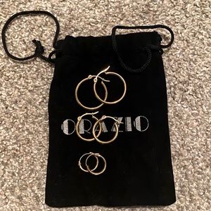 Set of Three Hoop Earrings